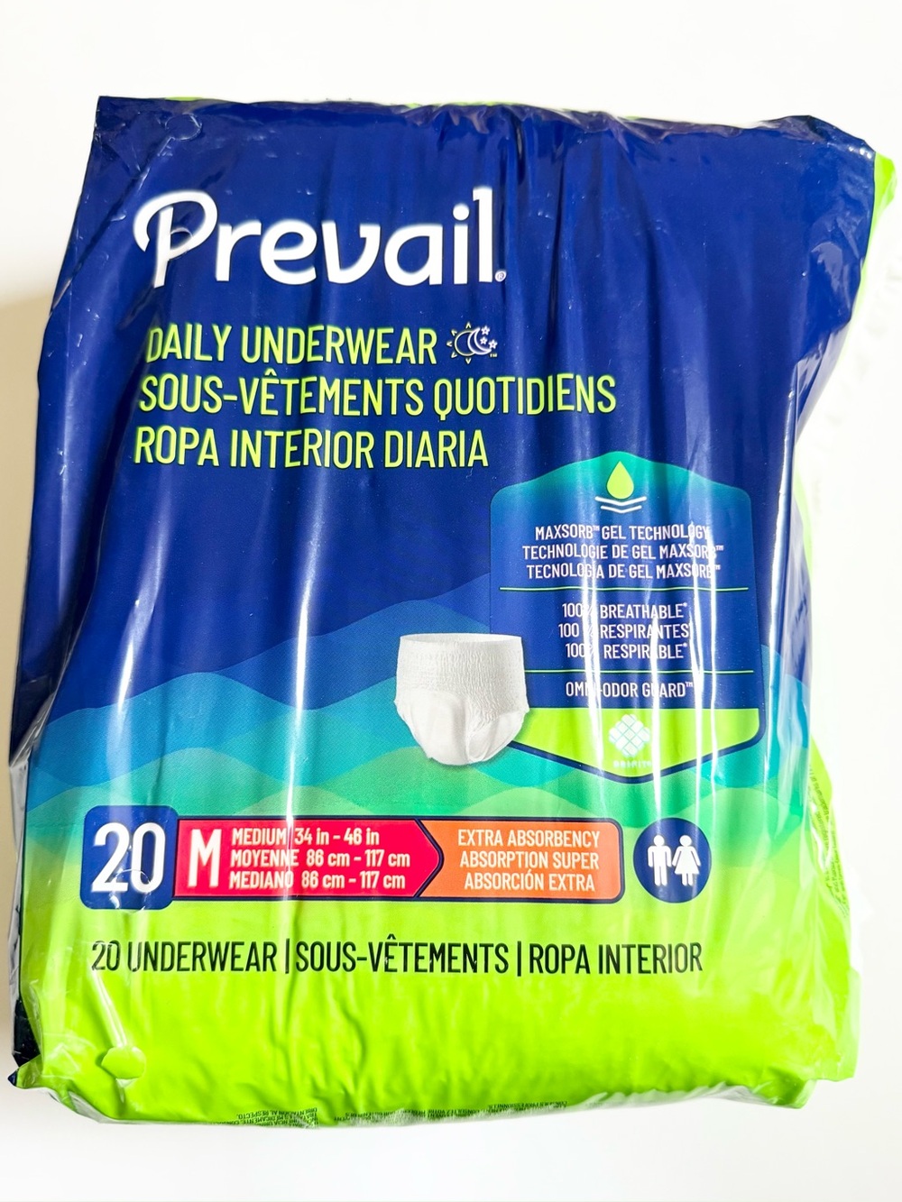 Prevail Daily Underwear Adult Incontinence Unisex Medium 20 Count